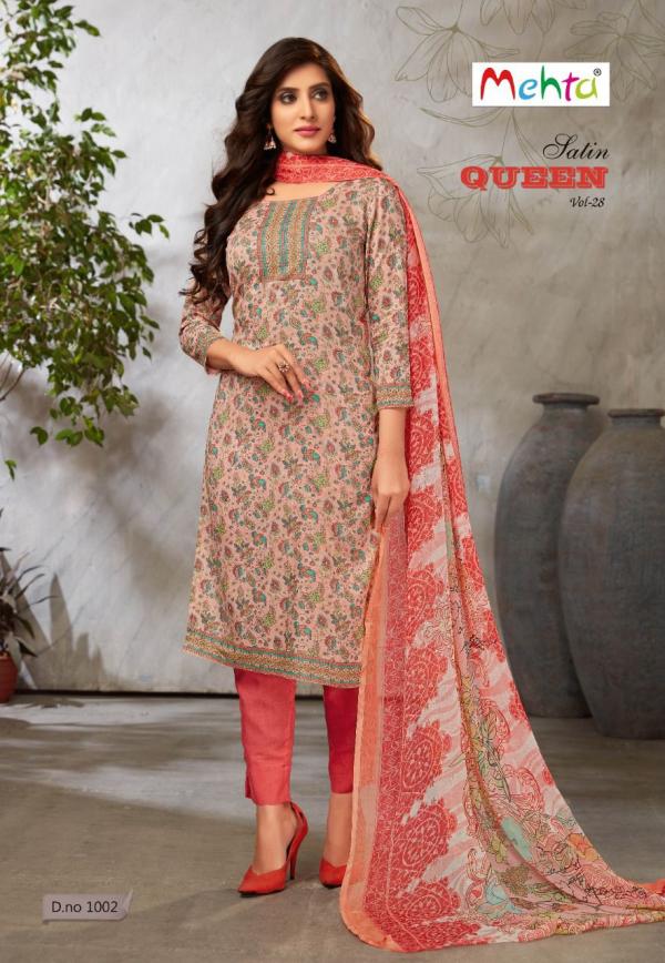 Mehta Satin Queen Vol-28 Glaze Cotton Designer exclusive Dress Material